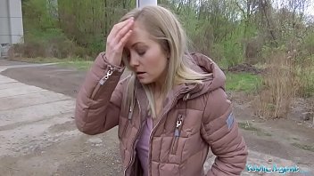 Blonde escapes from the police but gets fucked for money near the woods